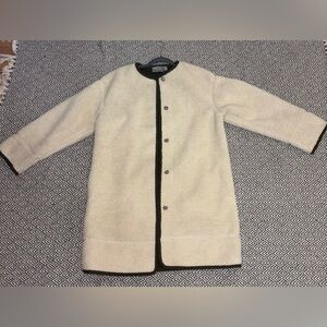 ASOS Collarless Sherpa Coat with Olive Seam Lining